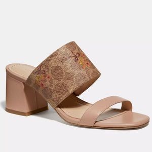 Coach Mae mule with floral bow print block heel